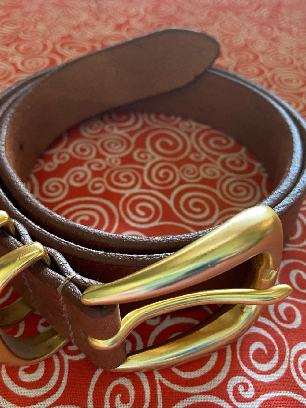 Nicole Miller Brown Leather Belt with Gold Buckle